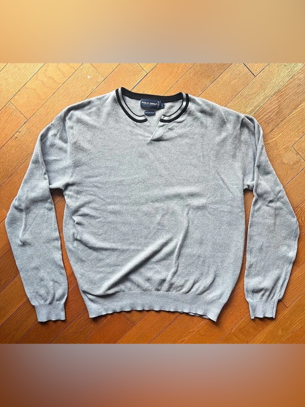 Polo Golf Ralph Lauren Pima Cotton Johnny Collar Gray Sweater Size Large
